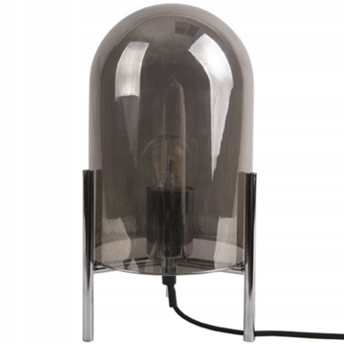 Skleněná stolní lampa šedá do obývacího pokoje a předsíně Glass Bell XX