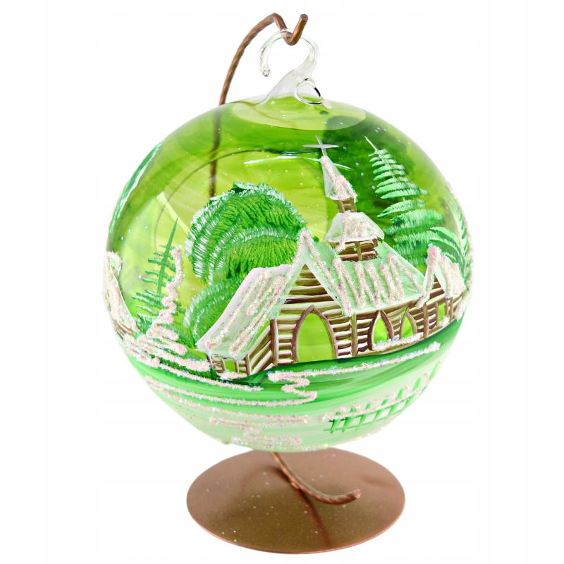 

Bombka szklana komin zielony połysk 15 cm Saco