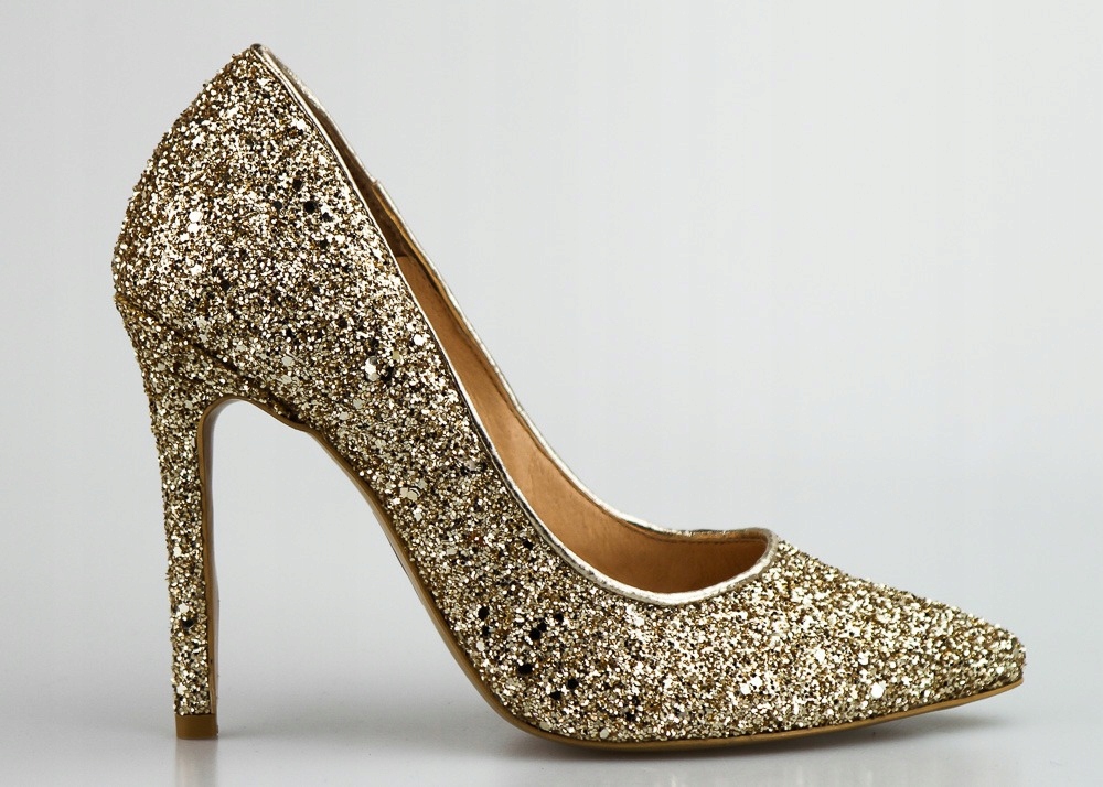 Zlaté Kožené Brokátové Lodičky Krásné 35