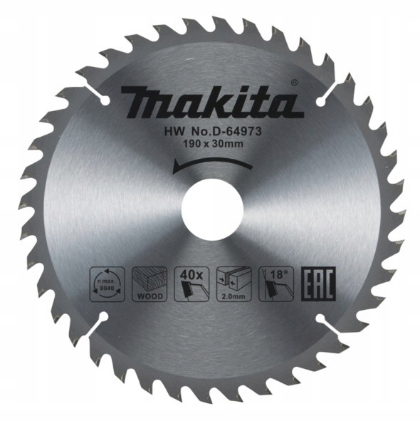 

Tarcza Tnąca 190x30mm 40Z - Makita D-64973