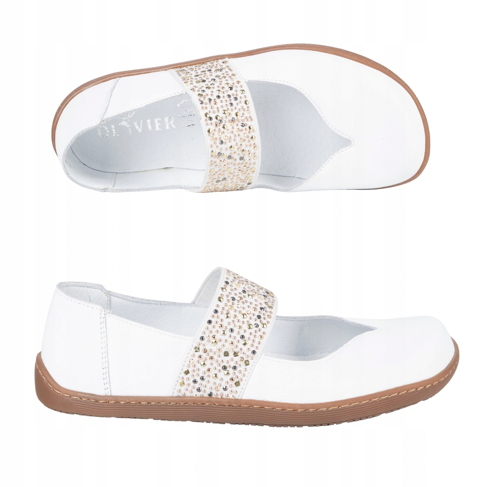 Dámské kožené barefootové lodičky Mila bílé lícové 36