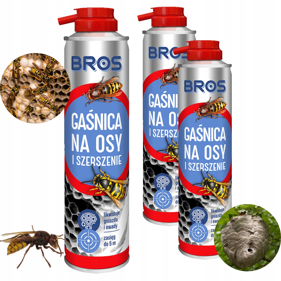 Rozpylacz Spray Gaśnica na osy szerszenie gniazda Bros 300ml x 3szt.