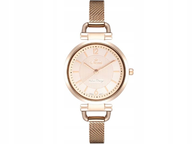 Dámské hodinky na zlatém mesh náramku s bílým ciferníkem, tenký náramek