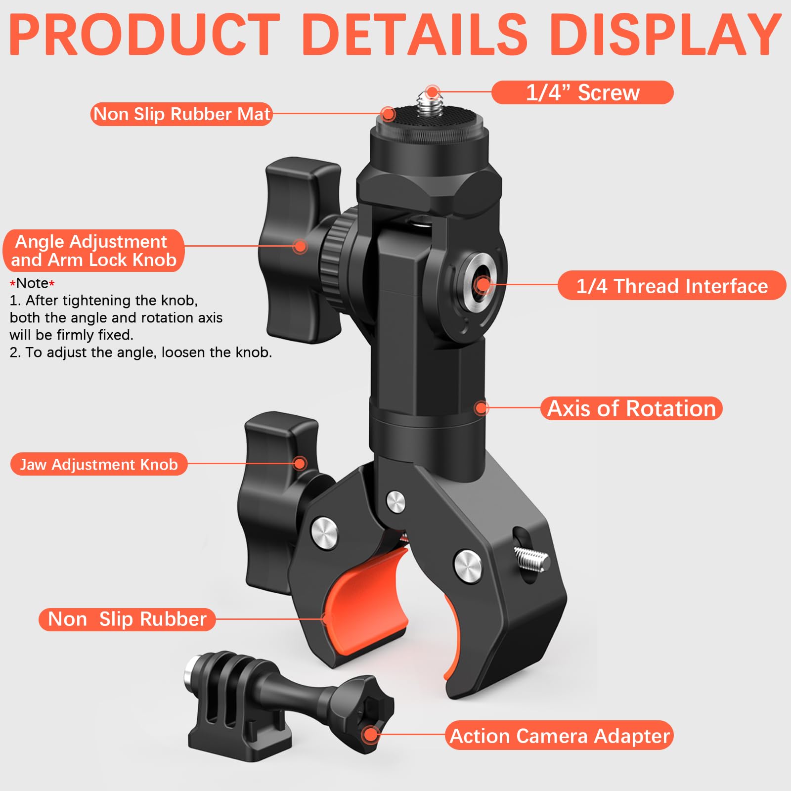 UNSTINCER Uchwyt Kamery Do Roweru i Motocykla Super Clamp Adapter — miniatura 4