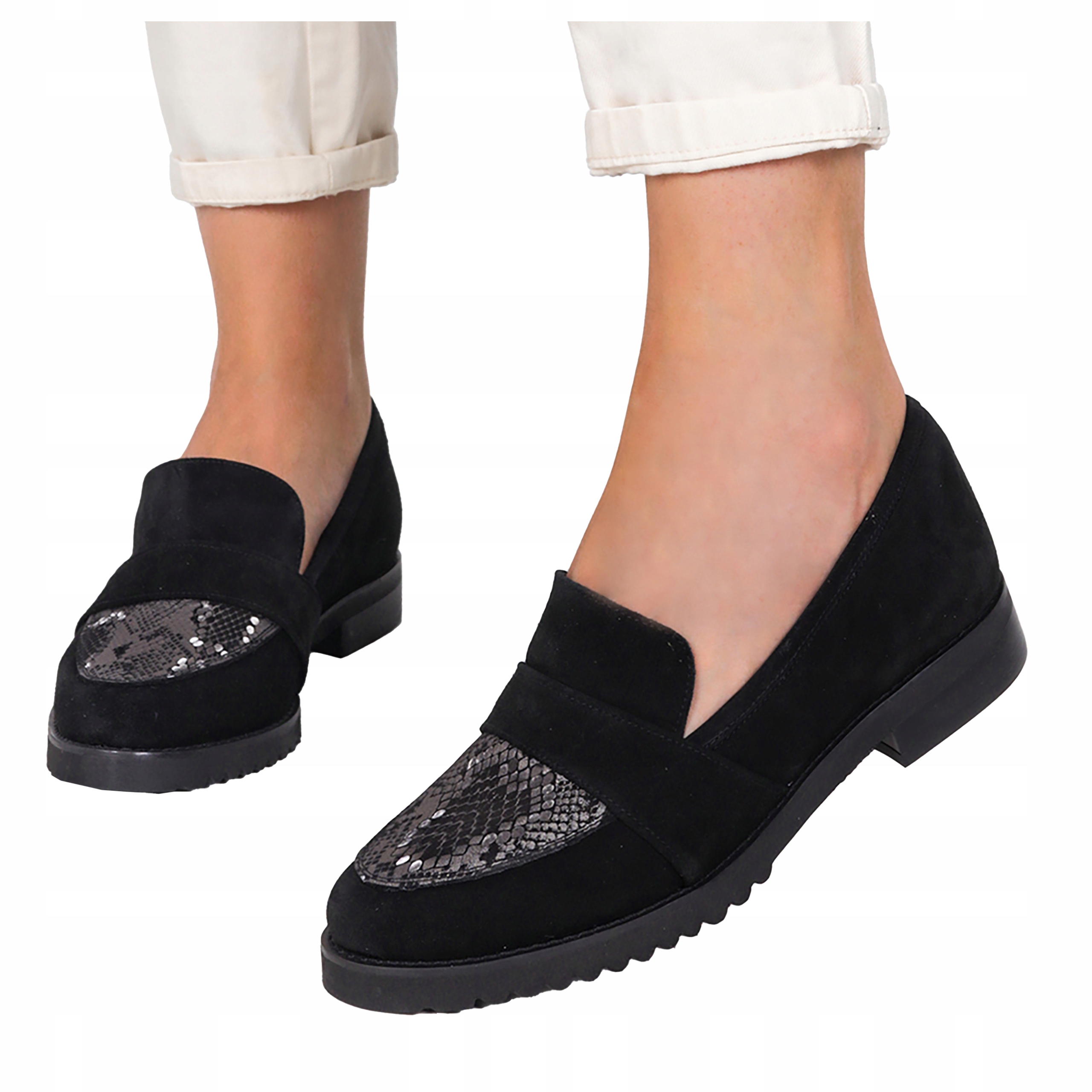 Polobotky Mokasíny Kožené Boty Polské Semišové 36