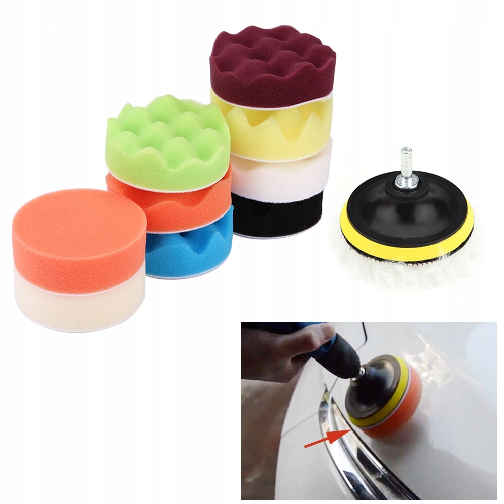 12Pcs 3inch Sponge Buffing Polishing Pad Kit for Car Polisher with Adapter Producent 1z