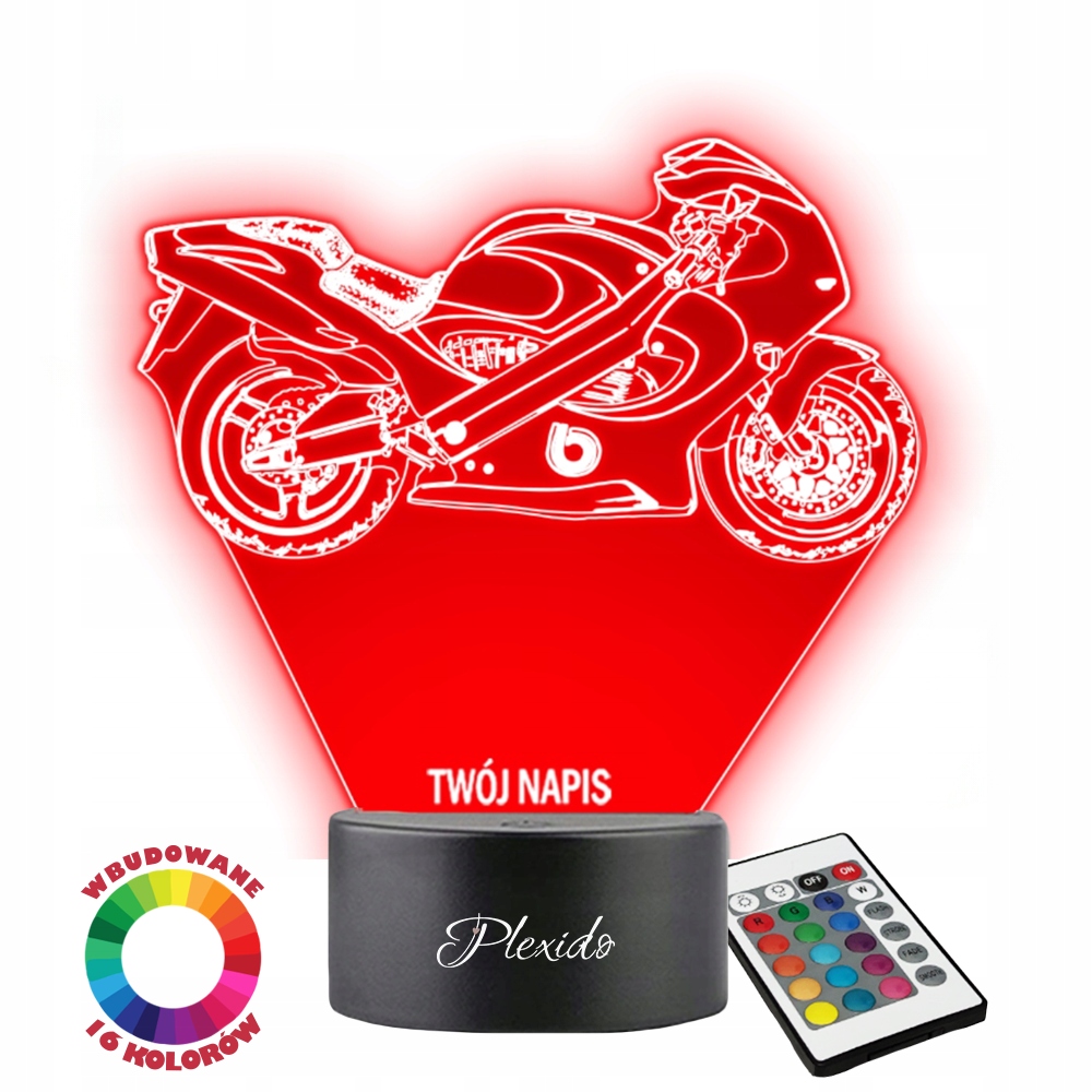 Lampka Nocna Motocykl Bimota Ścigacz Twój Napis Imię Grawer Prezent 3D LED