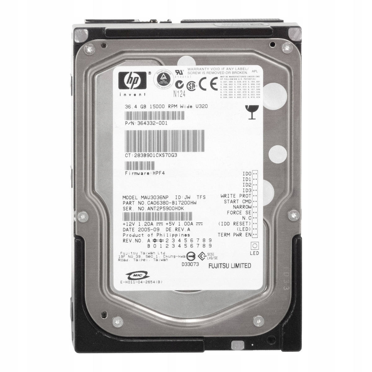 Hp 364332-001 36,4 Gb 15K 8MB Scsi U320 3,5'' MAU3036NP