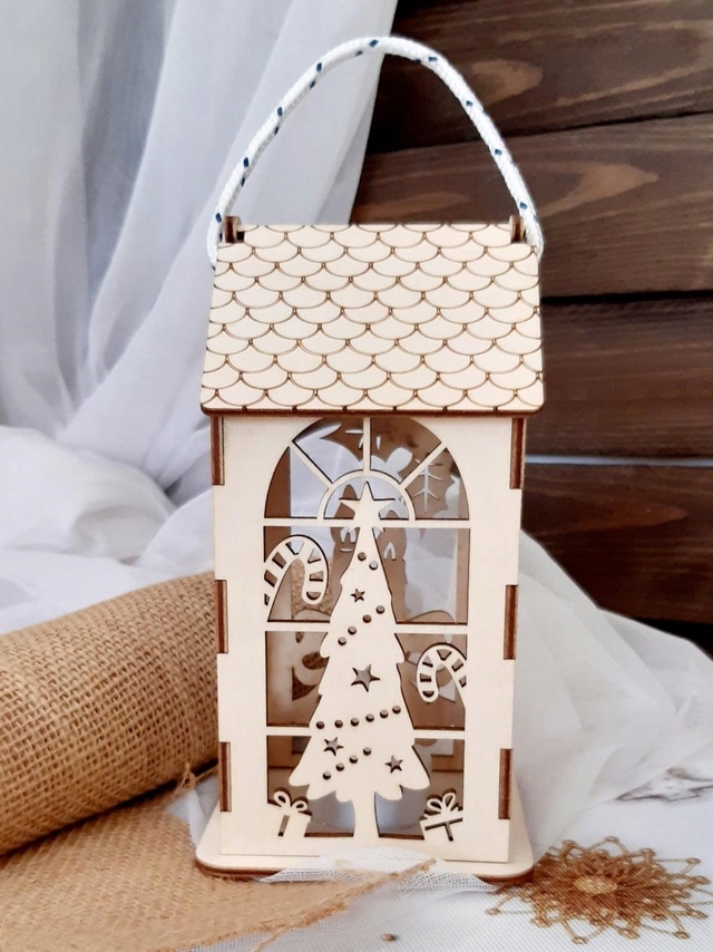 Drewniany Lampion Adwentowy Roraty Święta LED Wysokość produktu 17 cm