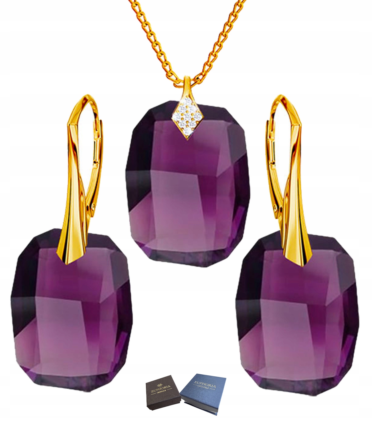 Zlatý komplet šperků Stříbro 926 Sada Náušnice Náhrdelník jako Dárek