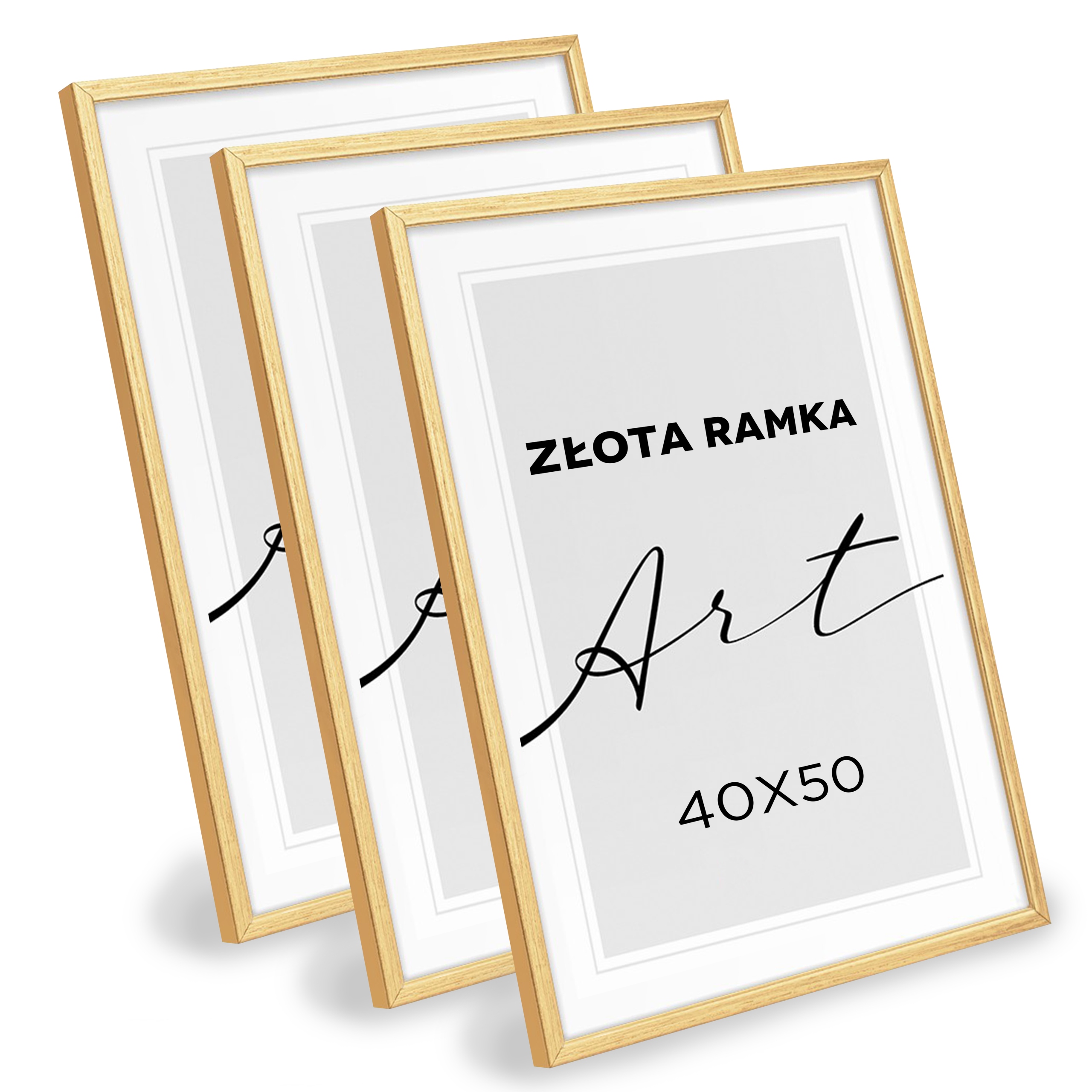 

Zestaw 3 Ramek na zdjęcia 40x50 Złote plexi Foto