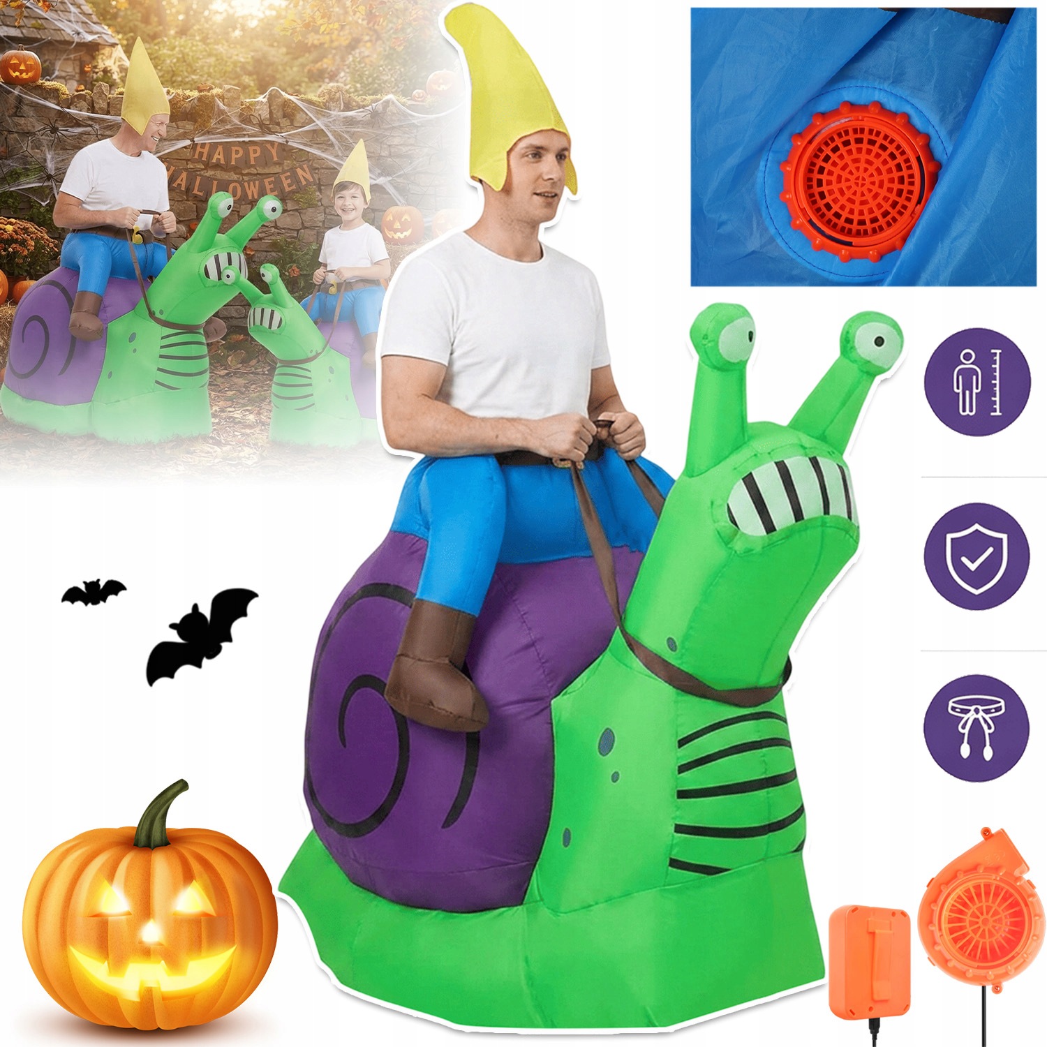 Kostým Hlemýžď Nafukovací Karnevalový Kostým Dospělý Na Halloween 150-190 CM