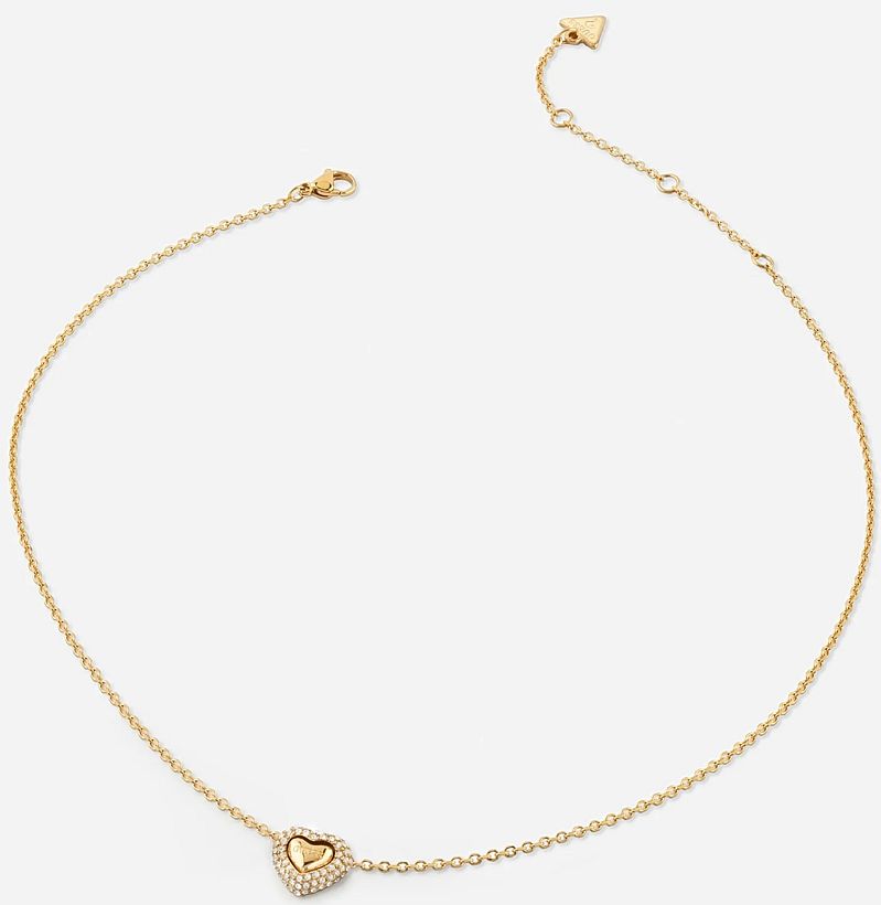 Elegantní Zlatý Náhrdelník Řetízek Guess Beloved Motiv Srdce Křišťály