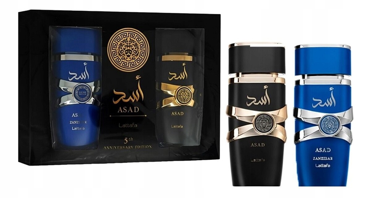Lattafa 5th Anniversary Edition Zestaw asad woda perfum+ asad zanzibar woda