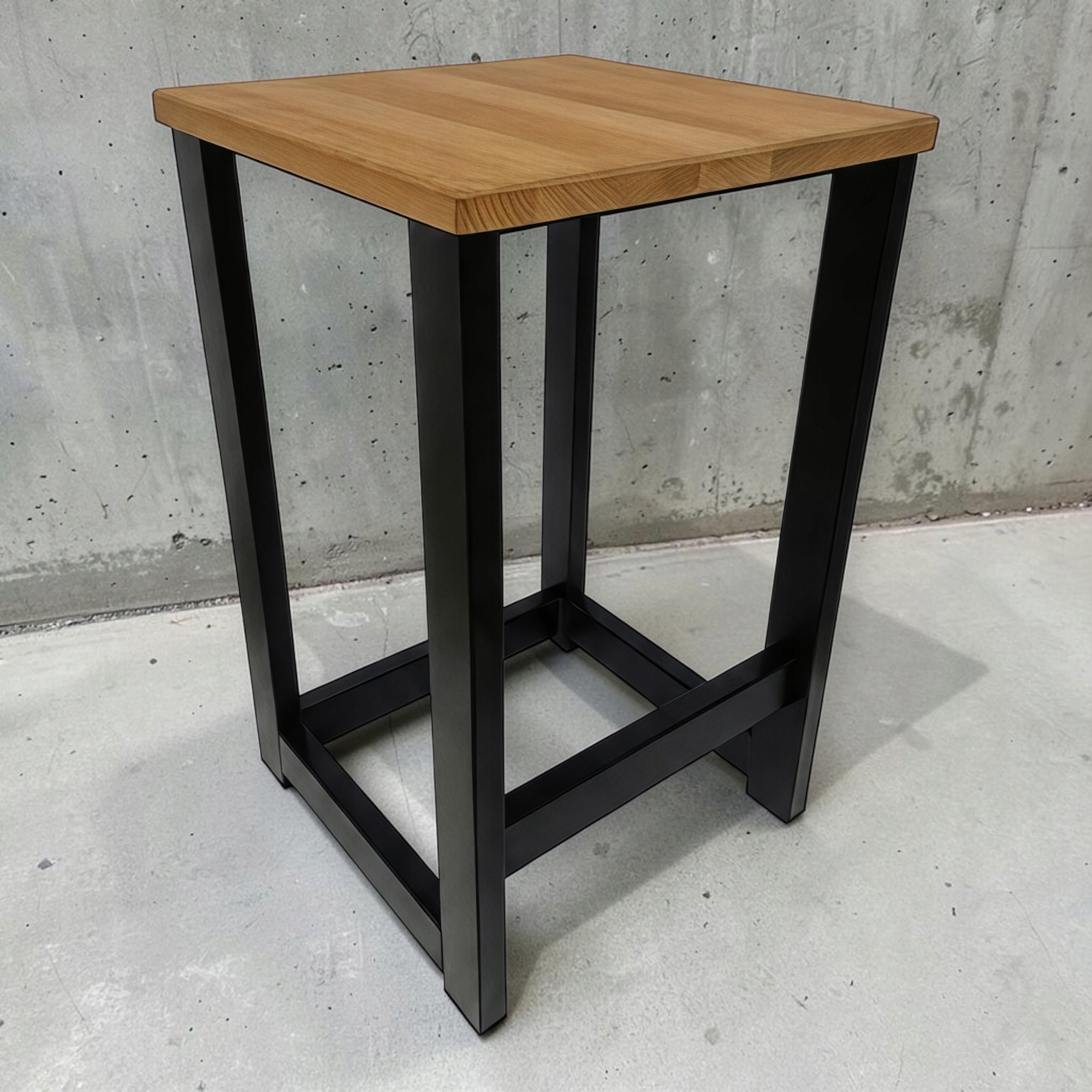 Taboret Czarny Drewniany Metalowy H52 Kuchenny do Kuchni Olejowany