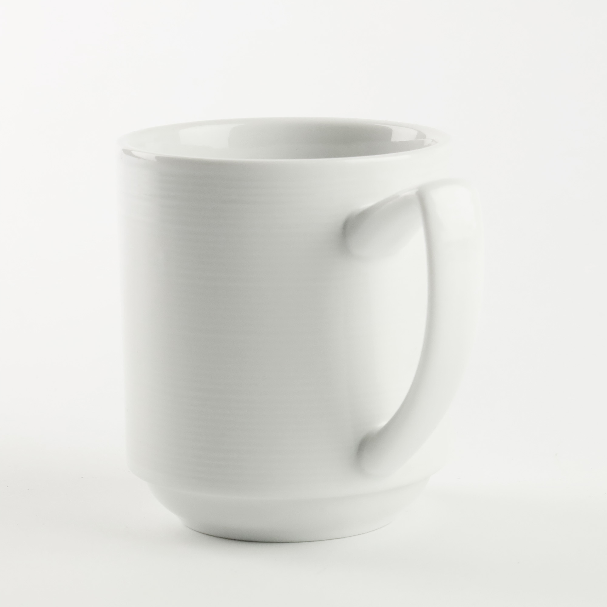 KUBEK PORCELANOWY RYFLOWANY BIAŁY 320ML UNIWERSALNY Z UCHEM NA KAWE HERBATE