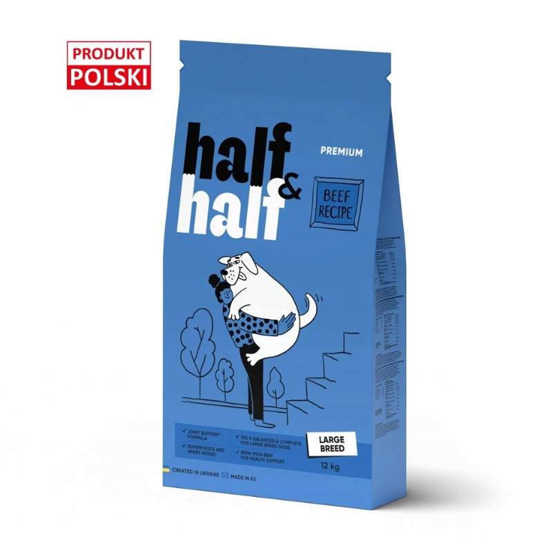 Levně Half&Half suché krmivo pro dospělé psy velkých plemen, 12 kg
