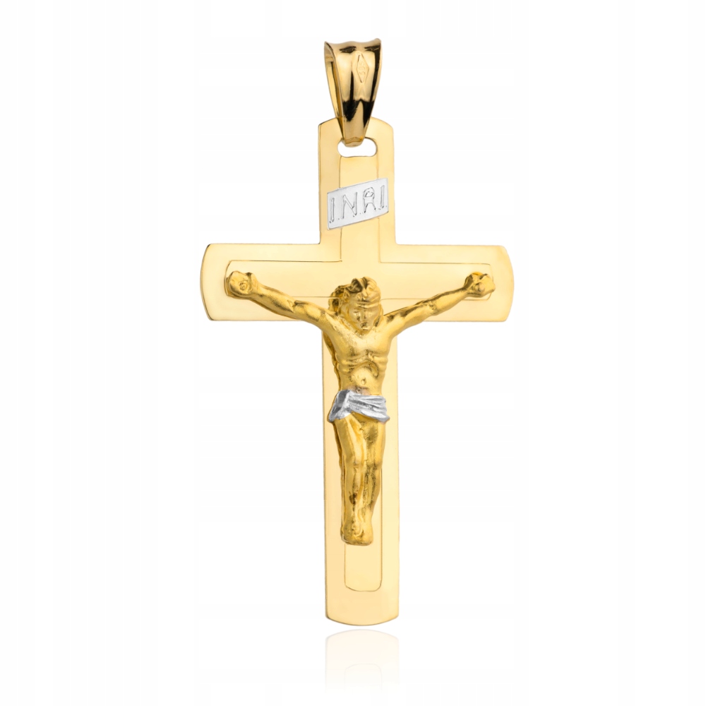 Zlatý křížek Ježíš 585 14k Dvoubarevný 2.85g Památka přijímání