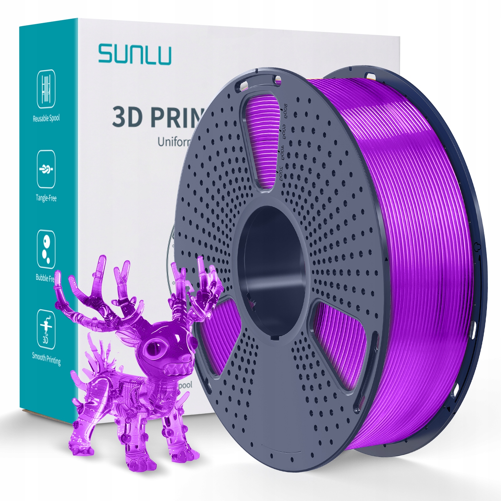 Filament PLA Sunlu 1,75 mm 1000 g fioletowy
