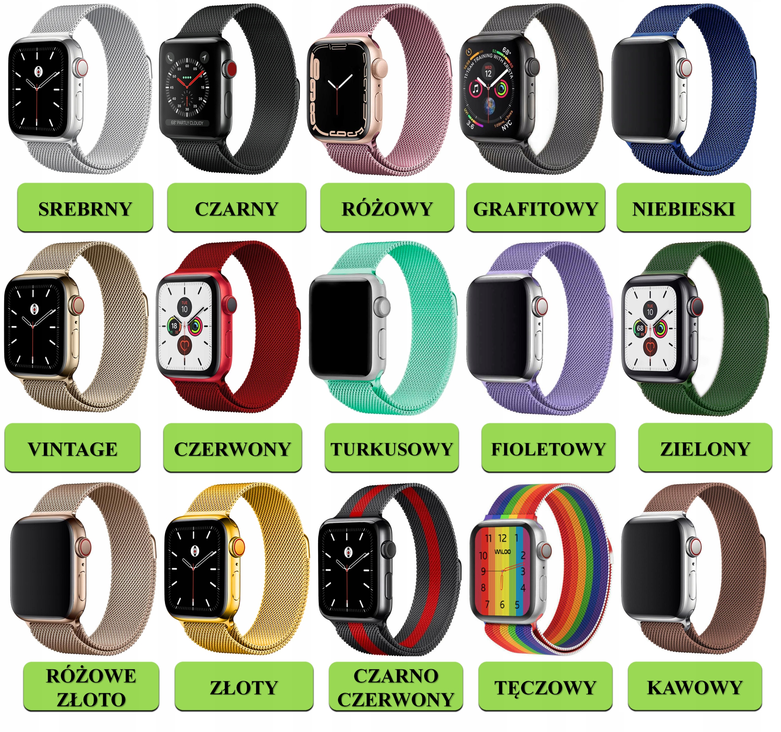PASEK DO APPLE WATCH 1 2 3 4 5 6 7 8 9 SE 38MM 40MM 41MM |WYBÓR 15 KOLORÓW EAN (GTIN) 5904921158091