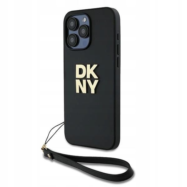 Pouzdro Dkny Wrist Strap Stock Logo pro iPhone 15 Pro Max černé