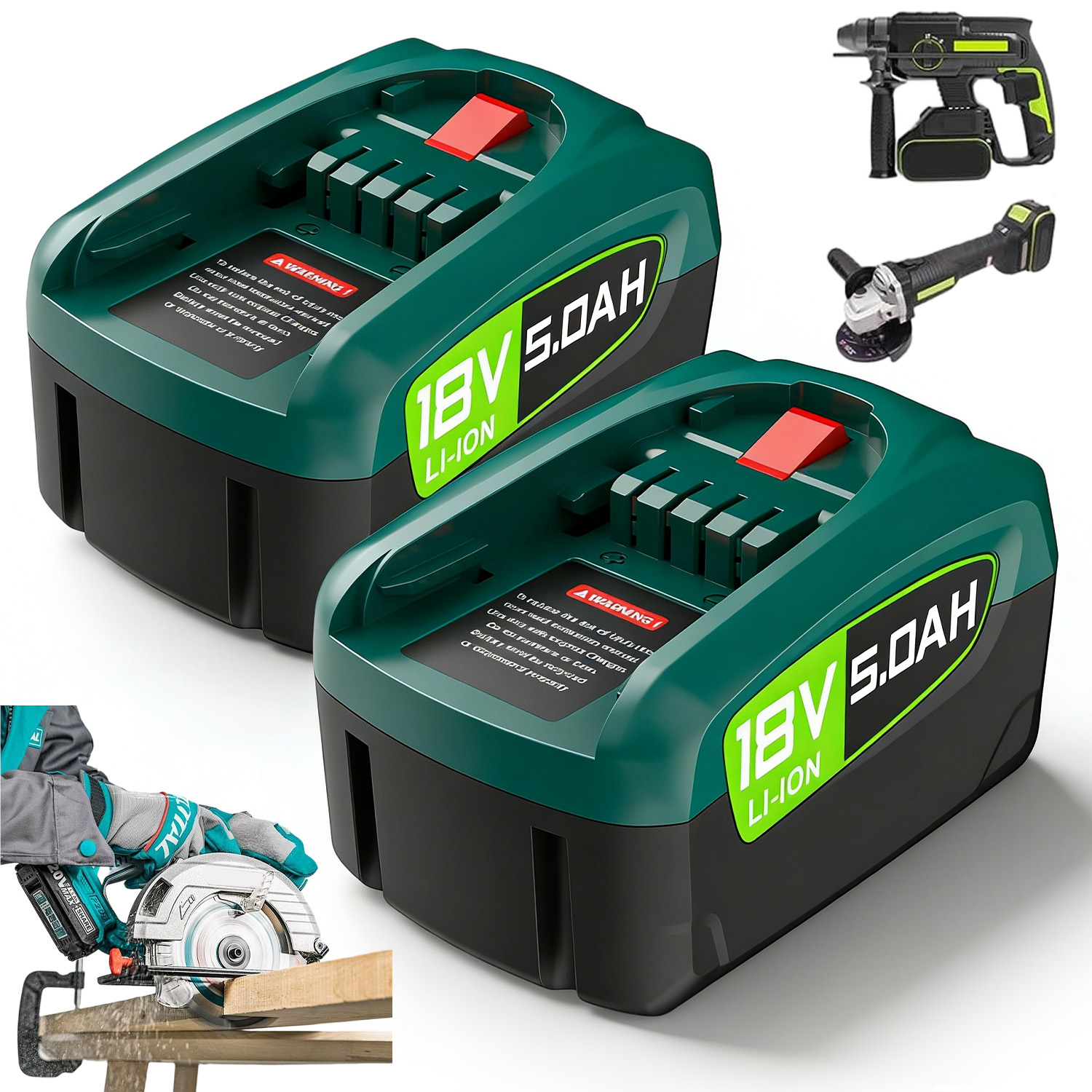 Dvě Baterie 5.0AH 18V Pro Bosch Gloria Gardena Pba Psb Multifunkční