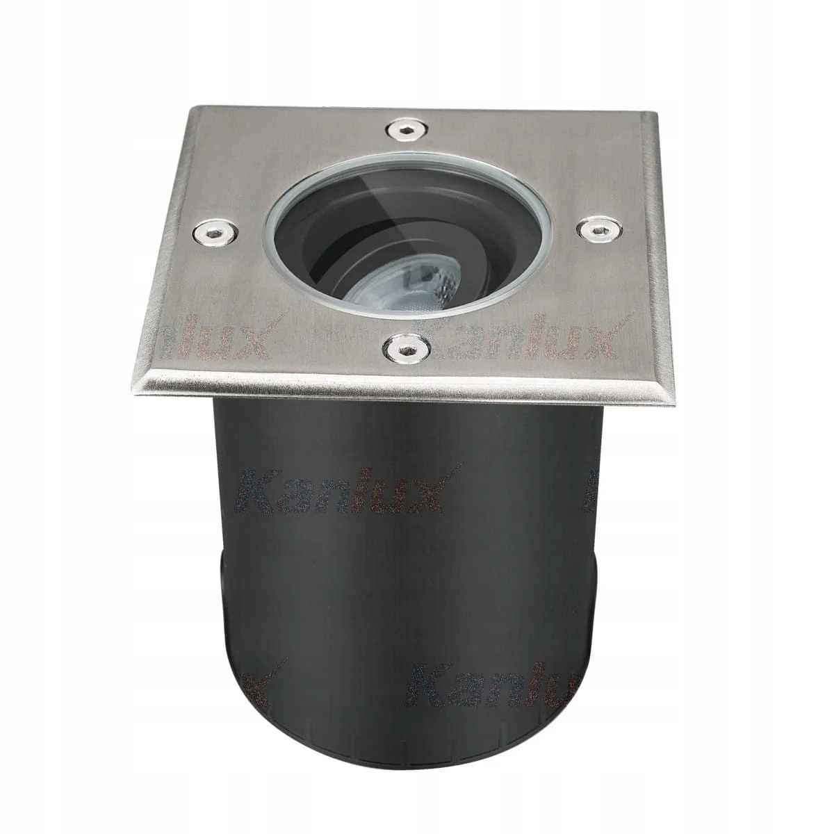 Stříbrná čtvercová nájezdová lampa IK10 IP67 GU10 Kanlux