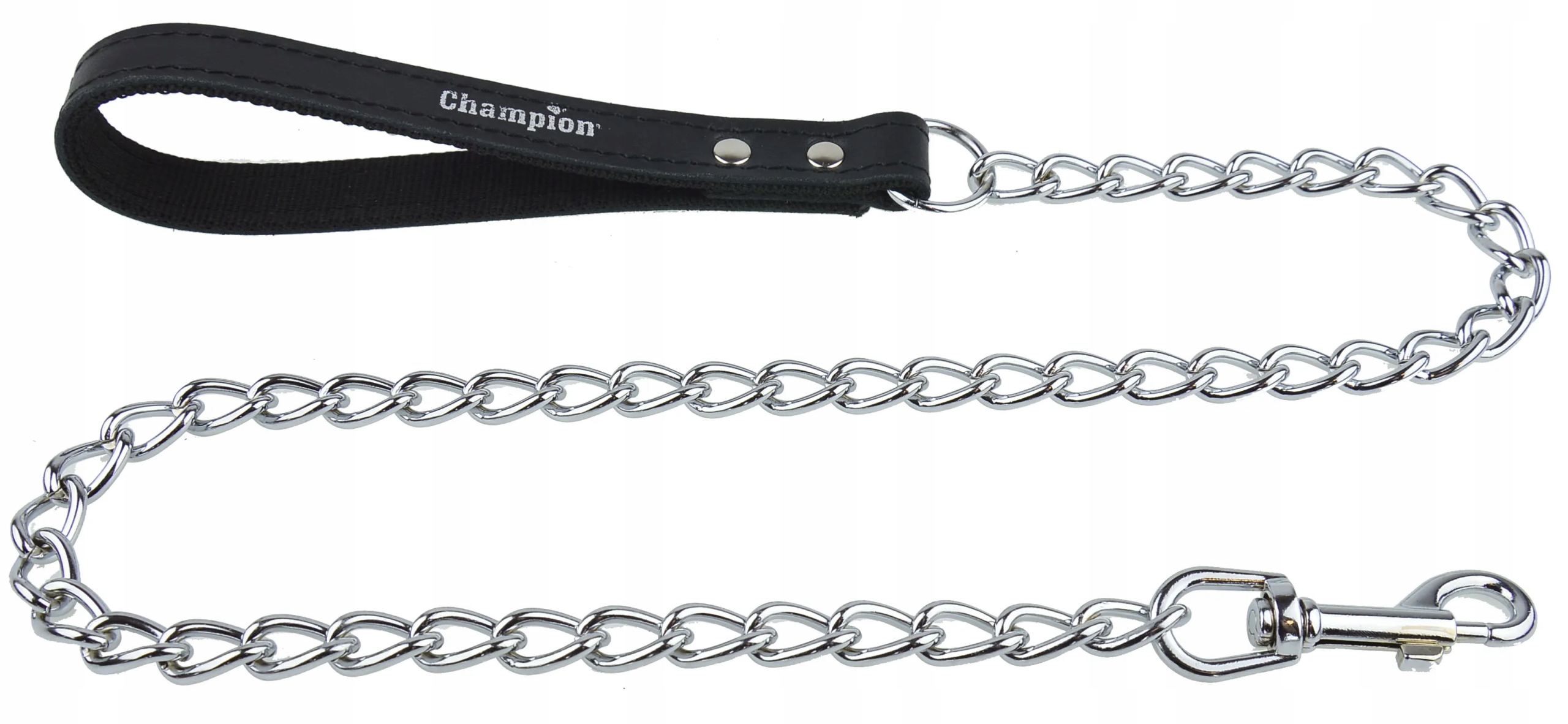 Vodítko pro psa Řetěz 4/80, kožená rukojeť 100 cm Champion
