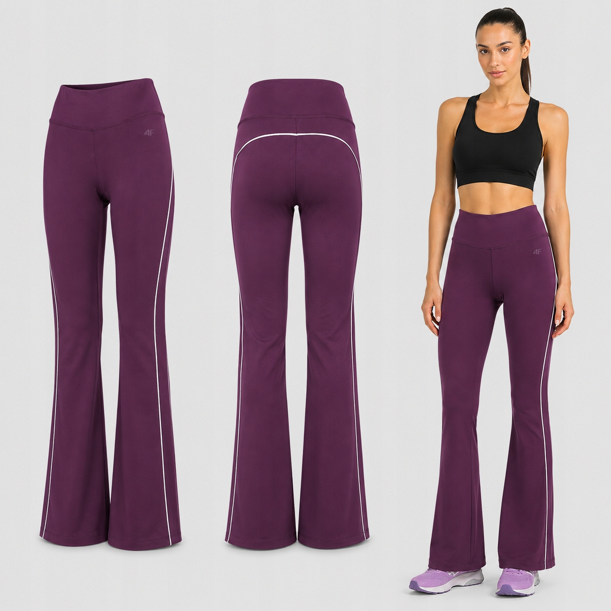 Legginsy Damskie 4F Sportowe Z Rozszerzonymi Nogawkami Dzwony XXL F260