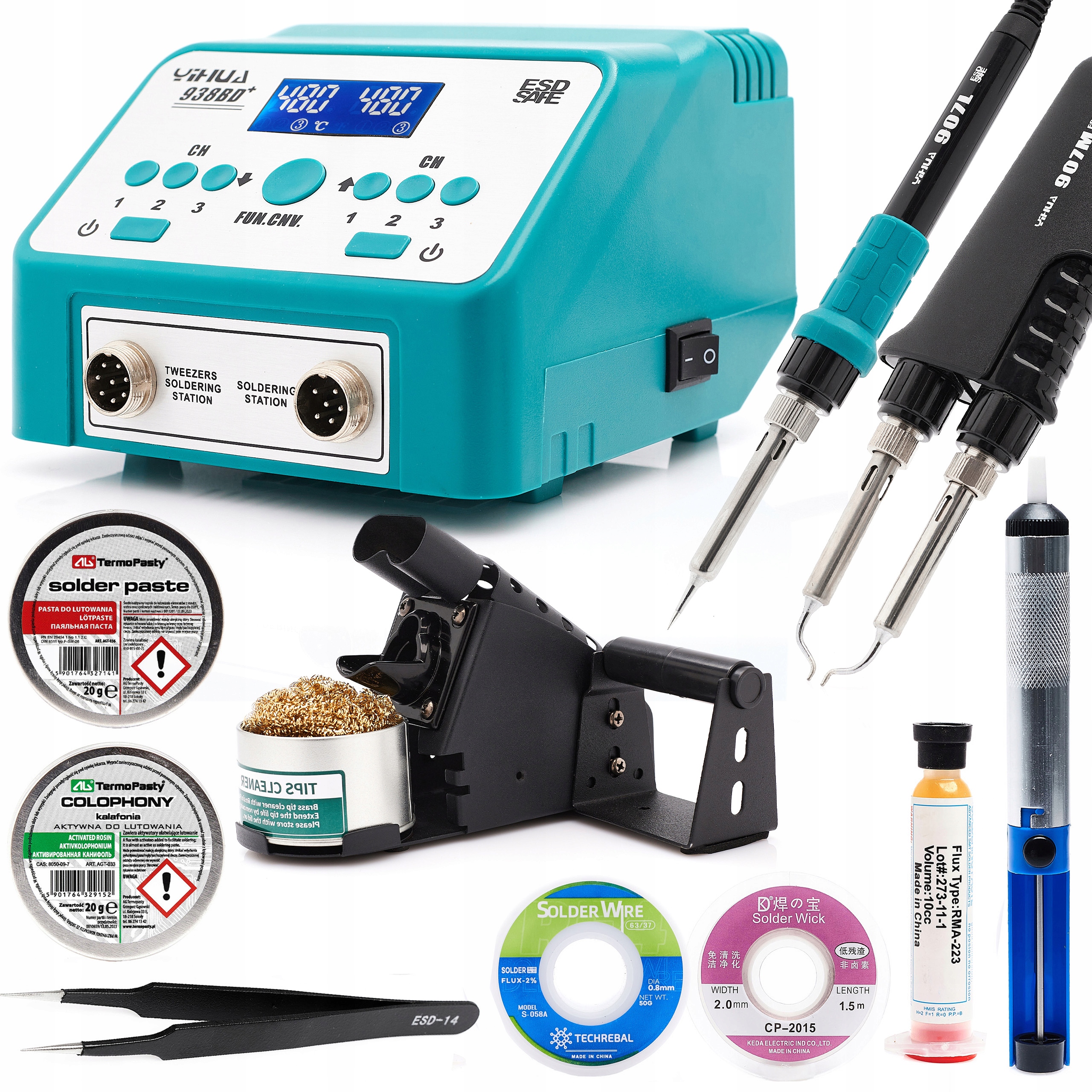 Pájecí Stanice Termopinzeta Yiha 938BD+ Velká Sada Příslušenství Techrebal