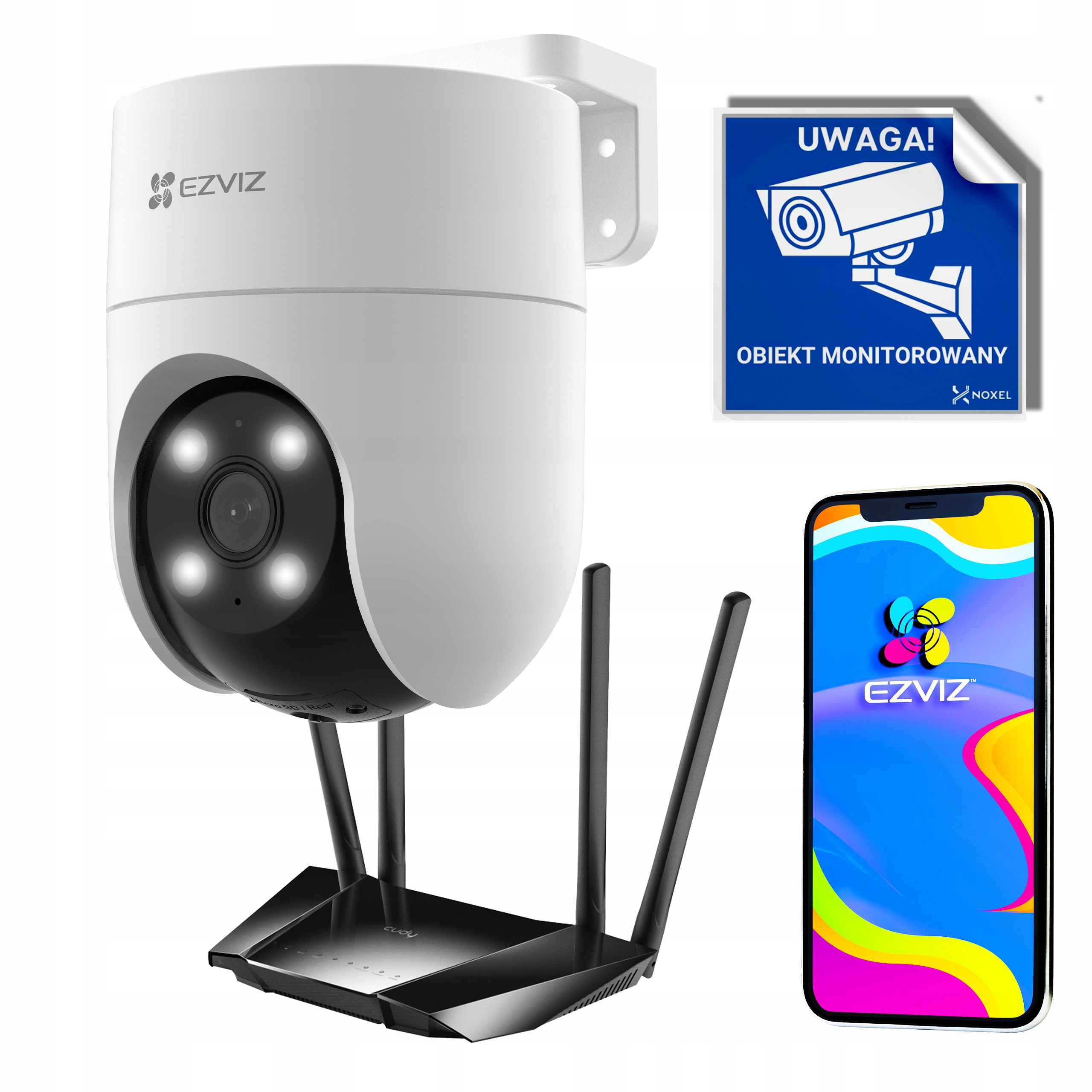 Zestaw do monitoringu WiFi - kamera zewnętrzna obrotowa 4MPx EZVIZ + Router