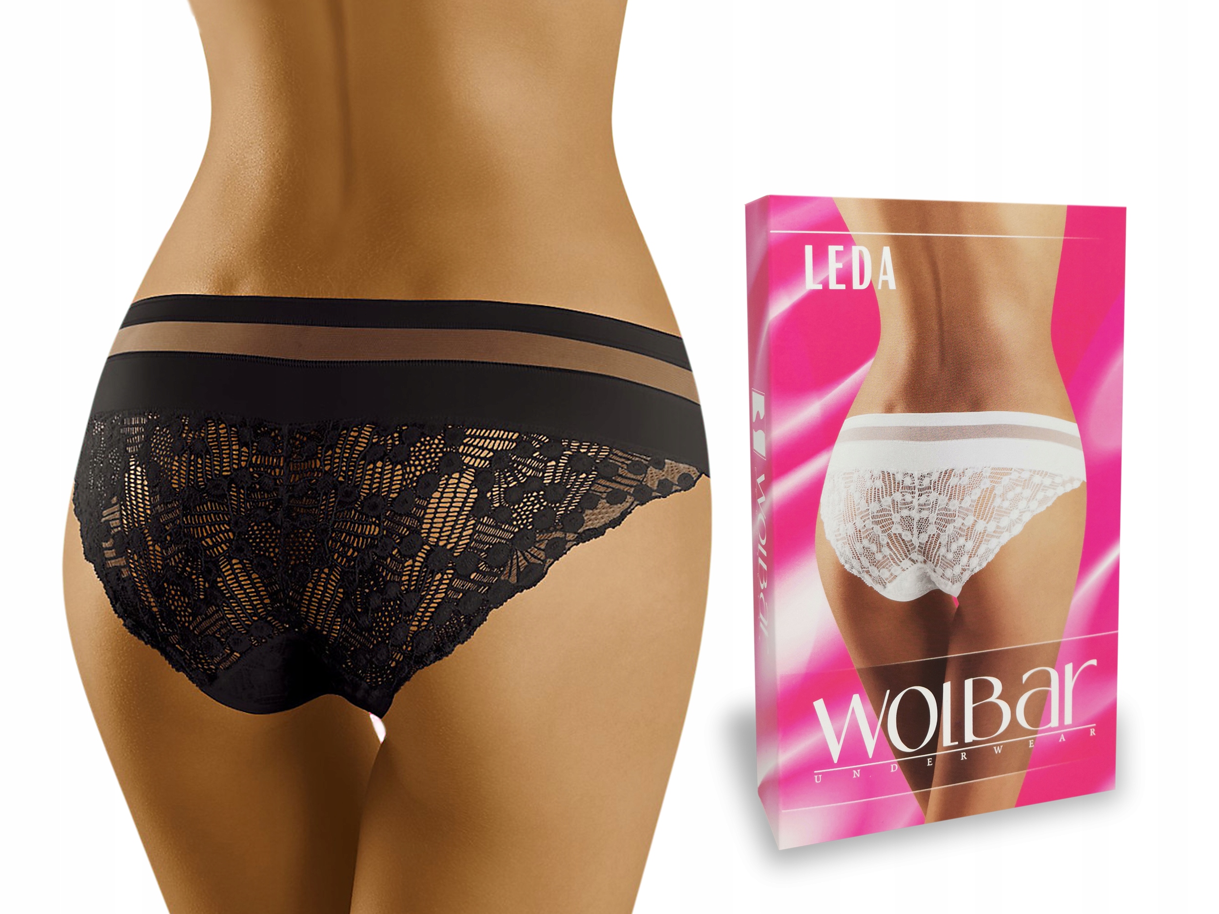 

Wolbar Leda Seksowne Figi z Koronką Czarne S