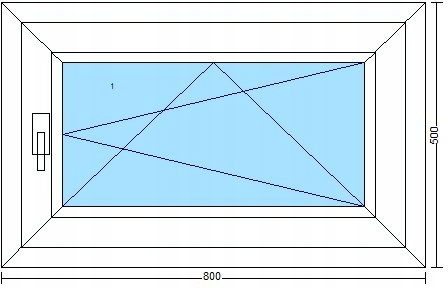 OKNO PCV / PVC EKOSOL 800 X 500 mm 80 X 50 cm