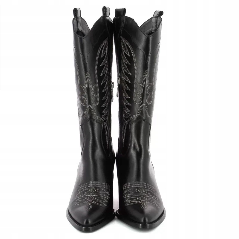 CARINII B9530 KOZAKI KOWBOJKI SKÓRA LICO CZARNE 40 Rozmiar 40