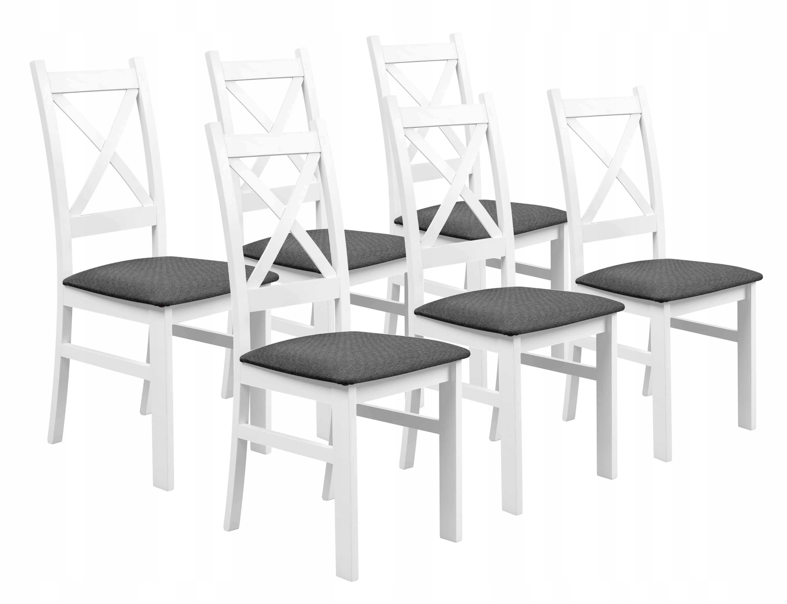 Sada 6 x Čalouněná židle do obývacího pokoje Kuchyň Krz Bílá/Grafit