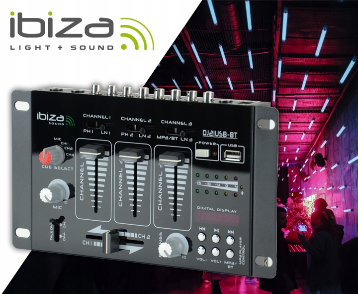 Компактный 4-канальный микшер с USB BT DJ бренд Ibiza Light
