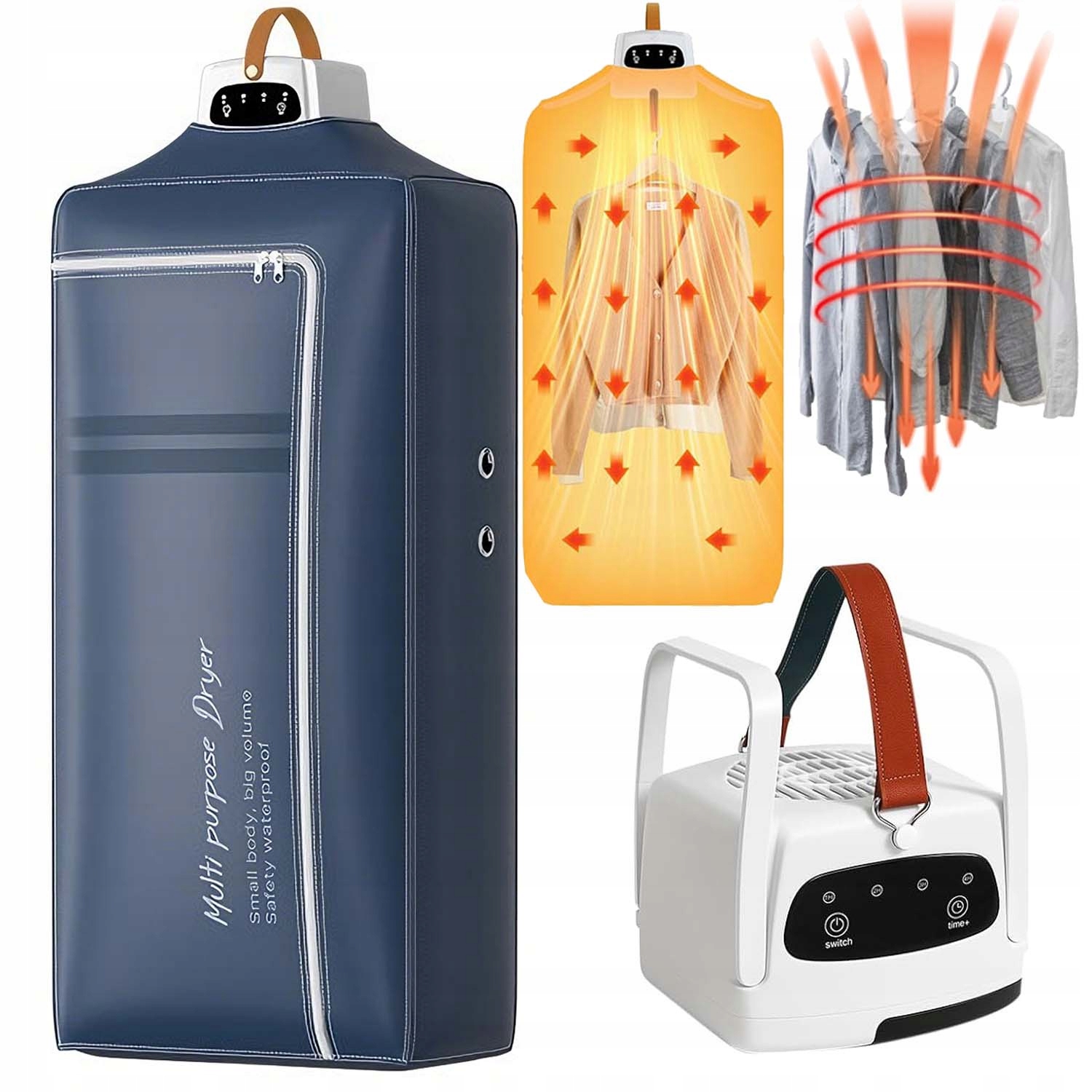 Levně Sušák Elektrická Sušička Na Prádlo Cestovní Pařní 600W Časovač