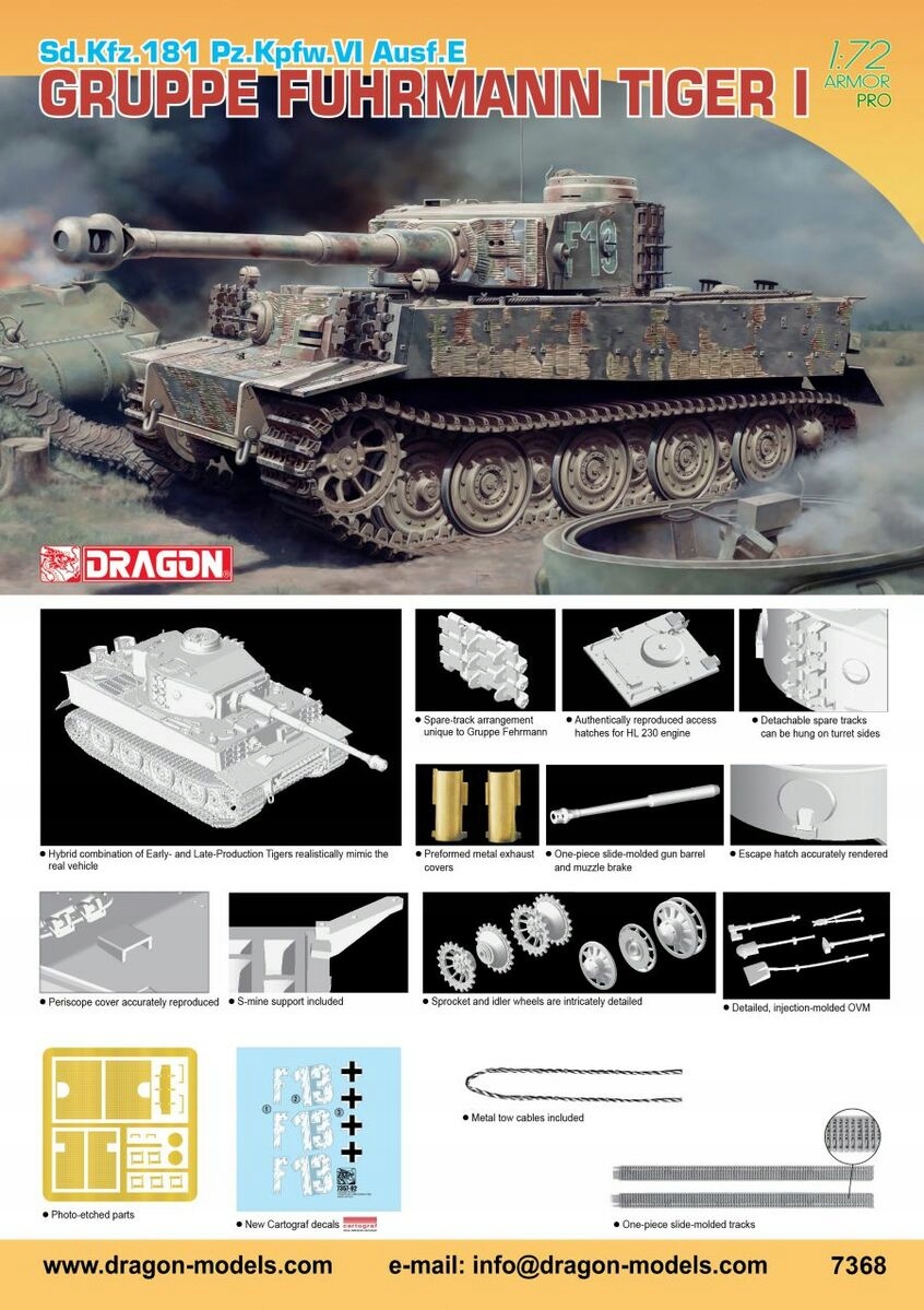 Dragon 7368 1/72 Sd.Kfz.181 Pz.Kfpw.VI Ausf.E Gruppe Fehrmann Tiger I