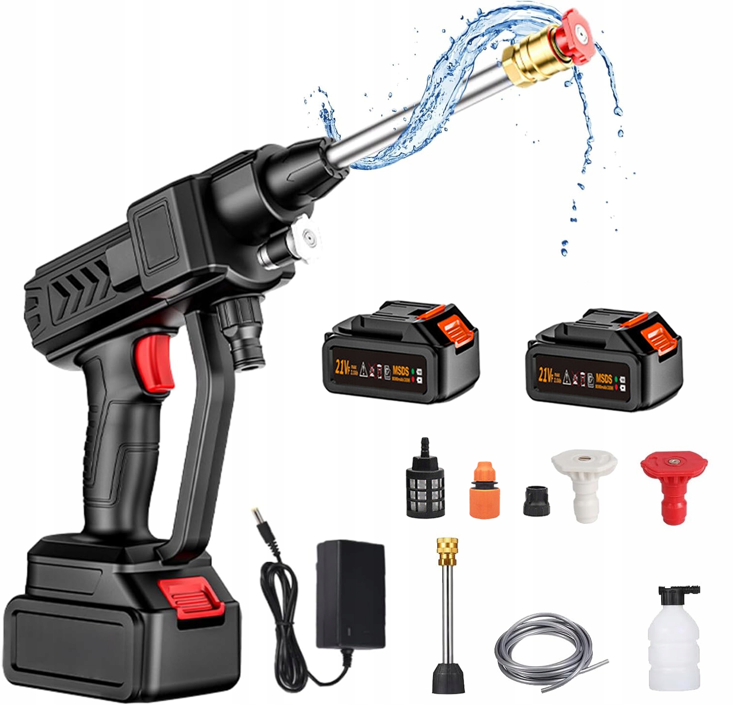 Výkonná Akumulátorová Tlaková Myčka S 2 Bateriemi A 6 Výstupními Tryskami