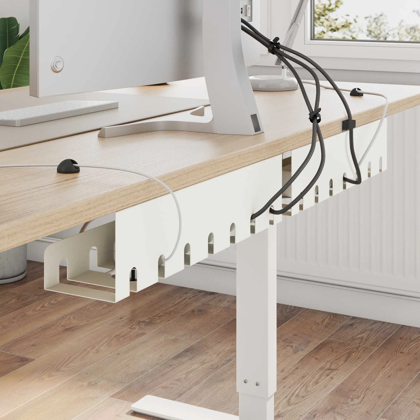 vidaXL Tray na kabely pod stolem 2 ks Bílá 43 x 10 x 10 cm Ocel