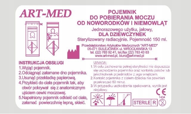 

Pojemnik do pobierania moczu jałowy dla dziewczyn
