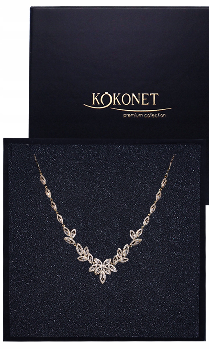 Zlatý náhrdelník s efektními zirkony Elegantní pro svatba svatební hostina