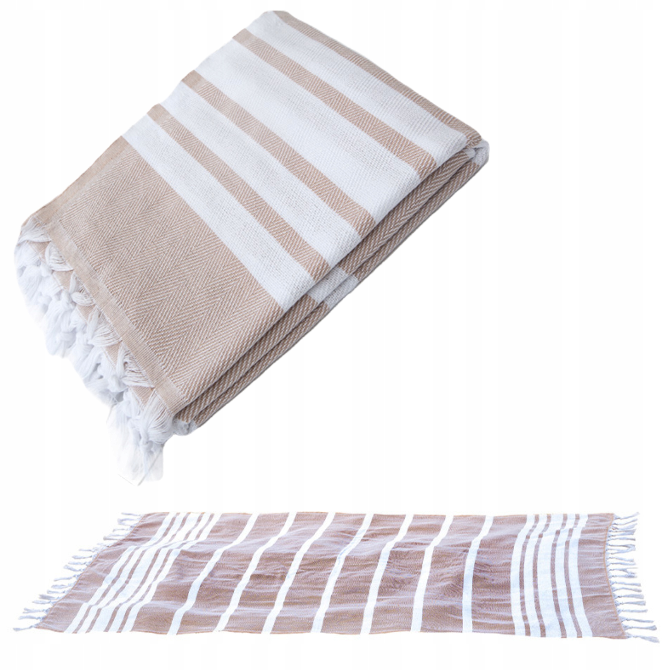 

Ręcznik z frędzlami Hammam beżowy Spa Sauna Plaża