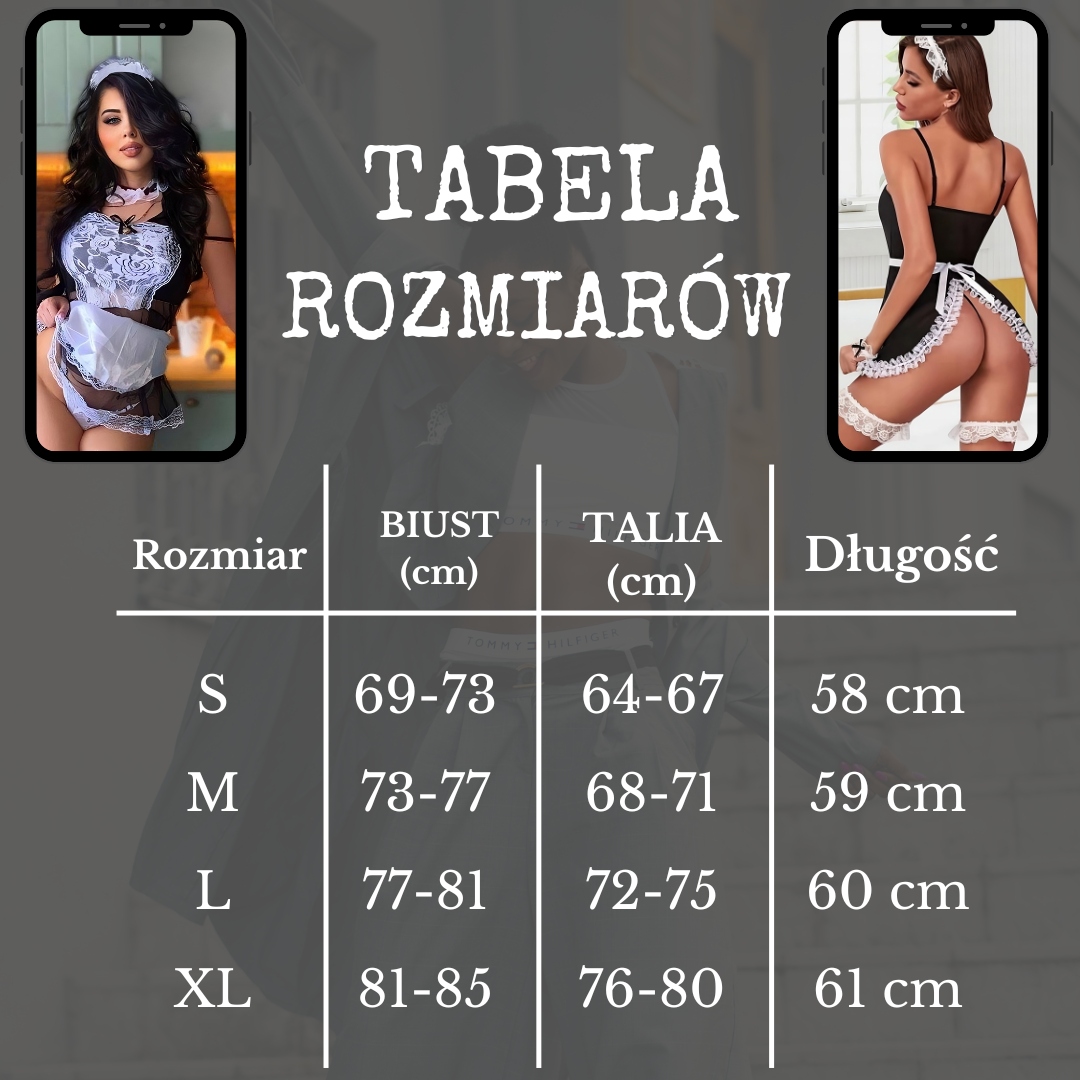 SEXY KOSTIUM CZARNY NIEGRZECZNA POKOJÓWKA STRÓJ POKOJÓWKI SEXY PRZEBRANIE M Rozmiar M