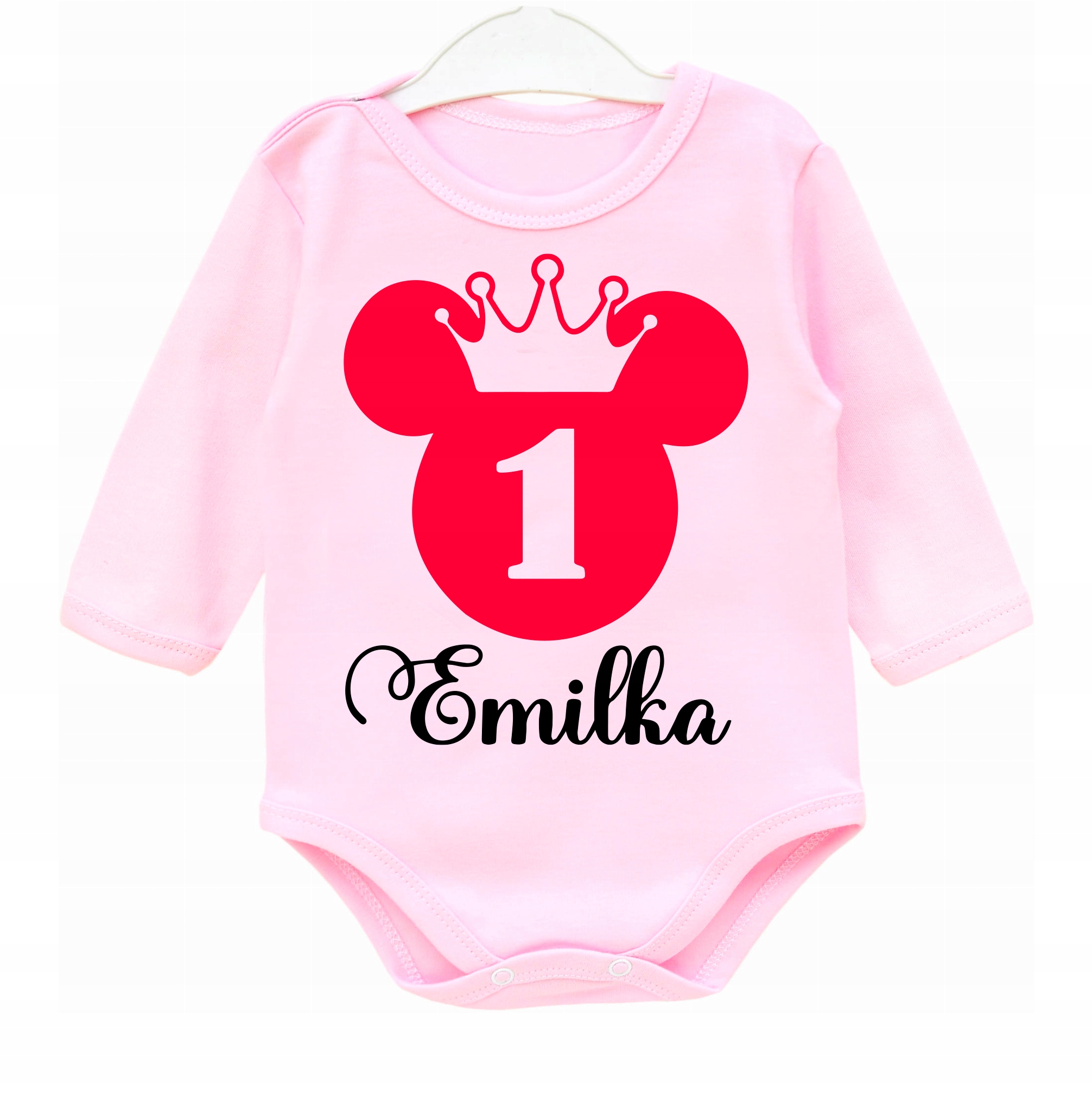 Body dł rękaw 1 URODZINY MYSZKA NEON IMIĘ r.86