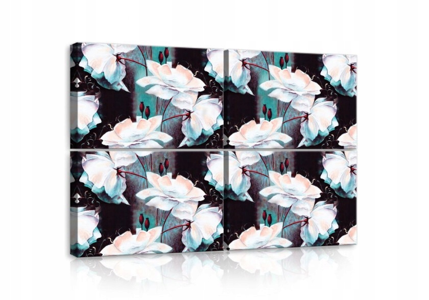 Obraz 120x80 Kvety lotosu pivonky moderný vzor tmavé pozadie kontrast