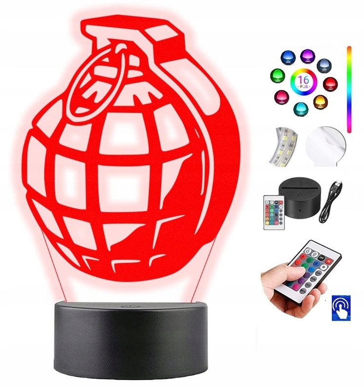 Lampka na biurko Granat Broń 16kolorów LED PLEXIDO