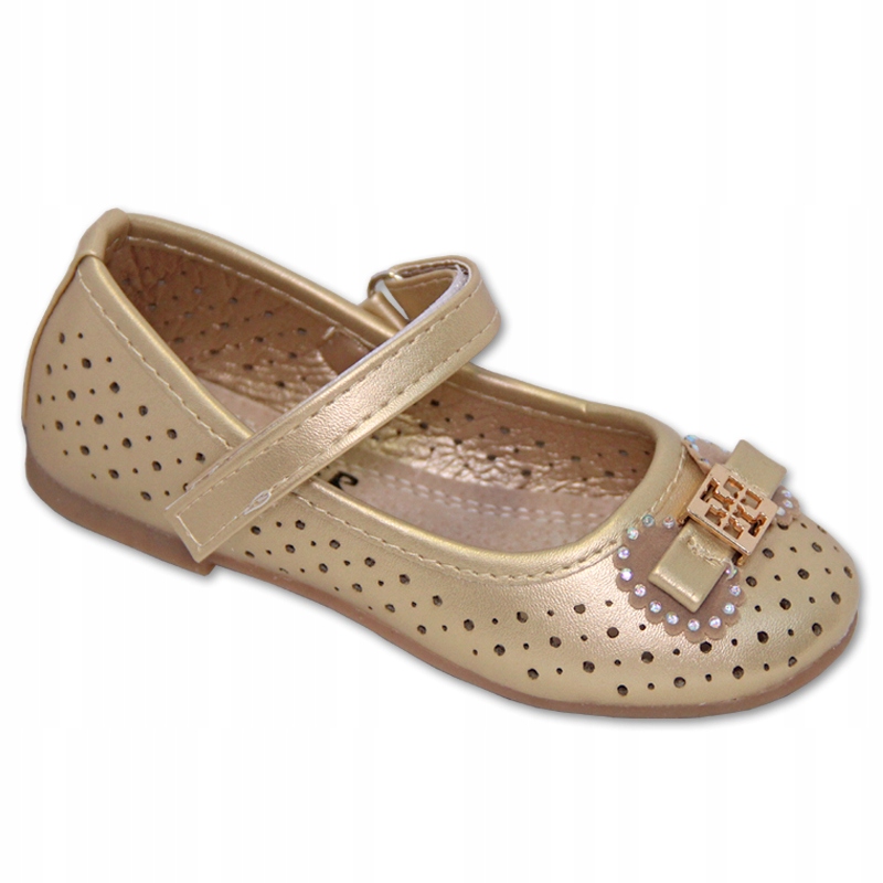 Złote balerinki pantofelki wizytowe r.22/13cm Kod producenta BS8022E
