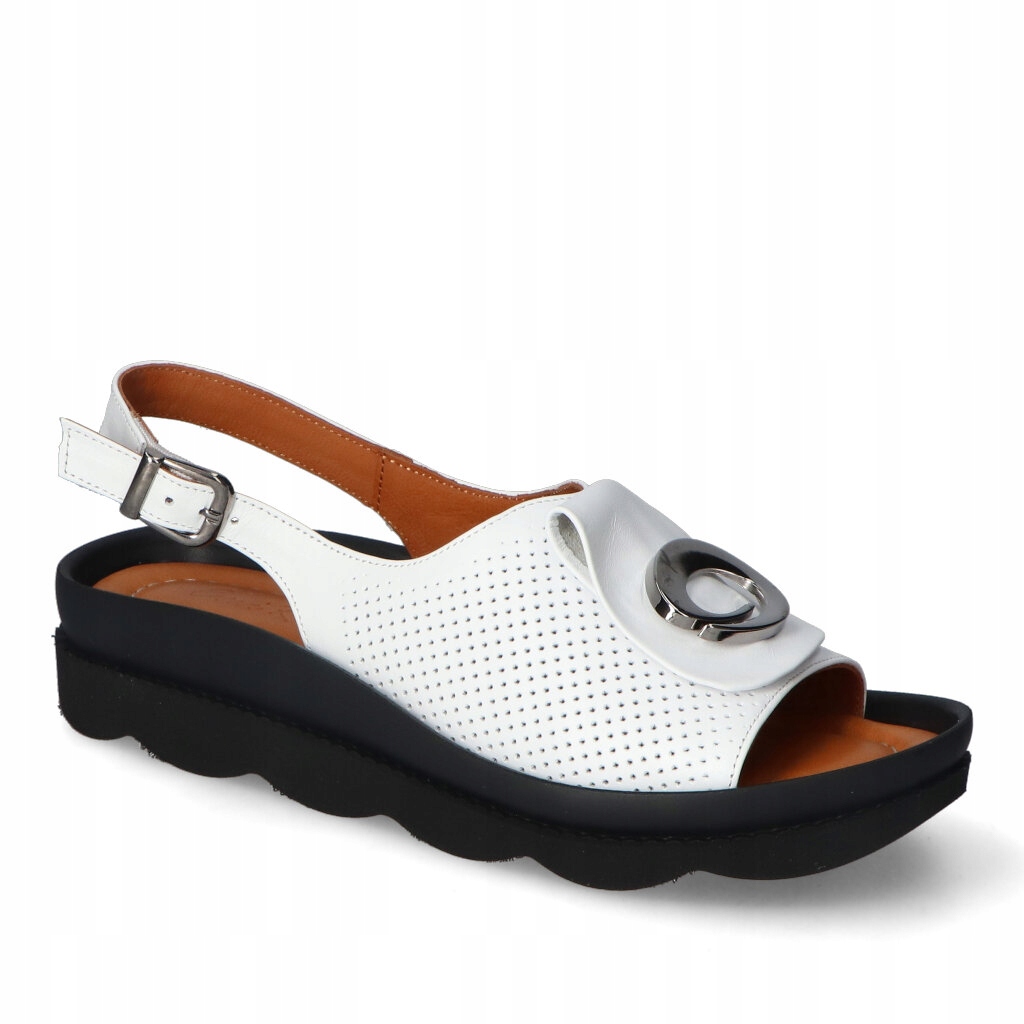 Dámské sandály Emi Romani Bílé Lico Kožené s ozdobou 39
