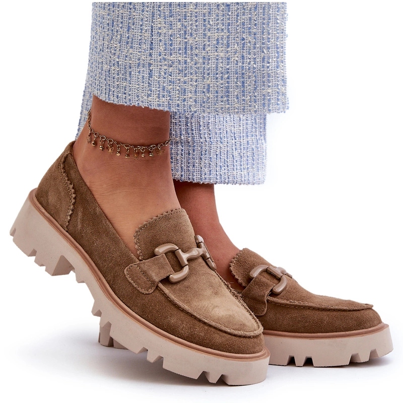 Dámské Semišové Mokasíny S Ozdobou D&a TW117 Hnědé 37